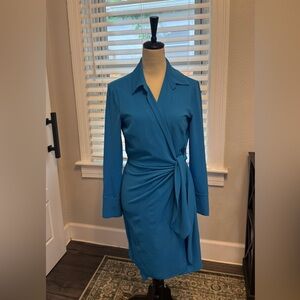 Donna Morgan blue wrap dress